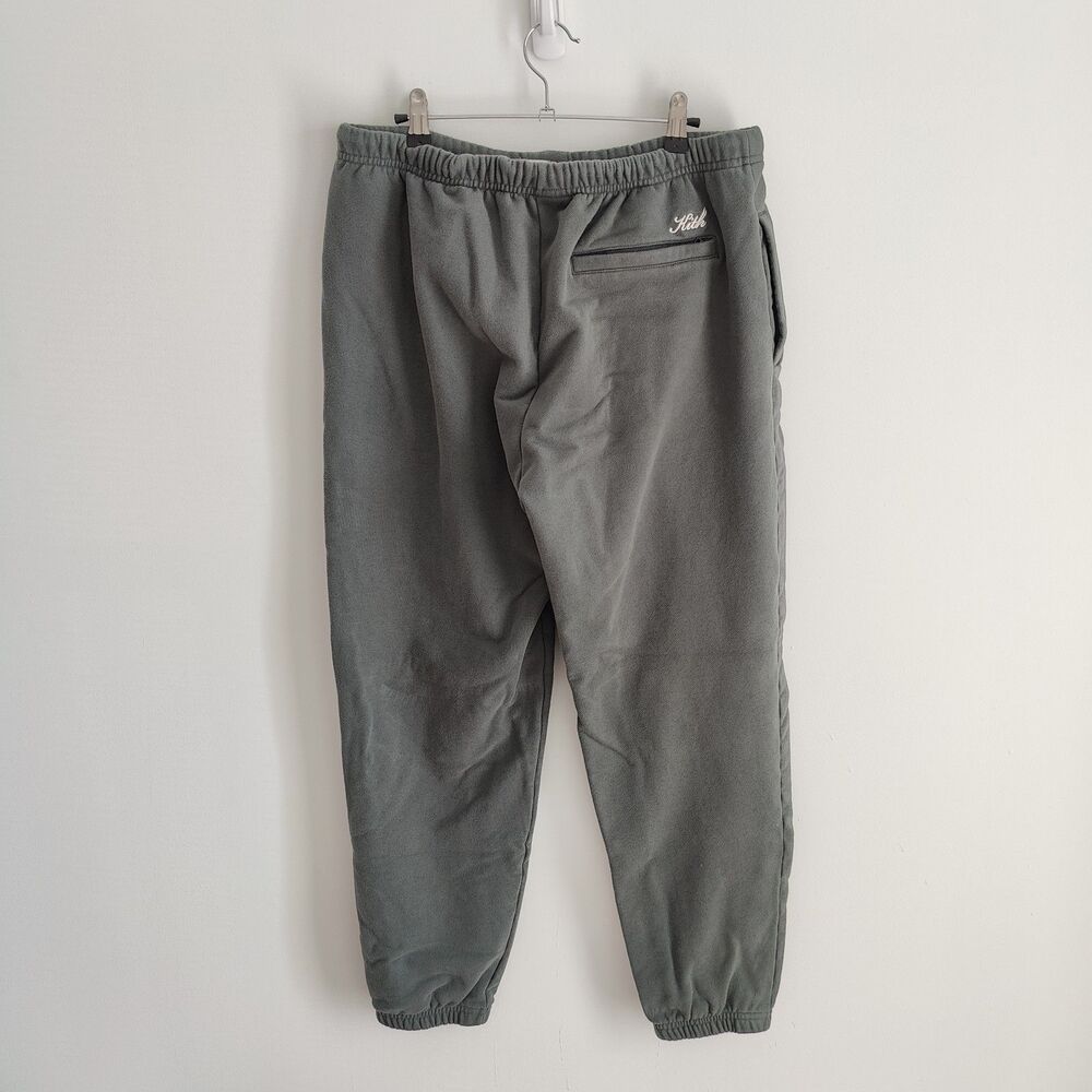 Kith Jogger Pants Mens Medium Green Fleece Sweatpants Elastic Waist Logo
